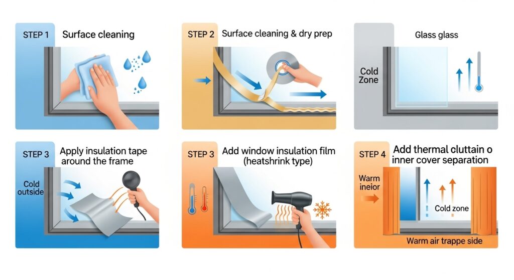 단창 집에서 창문 단열 올리는 4단계 방법 인포그래픽