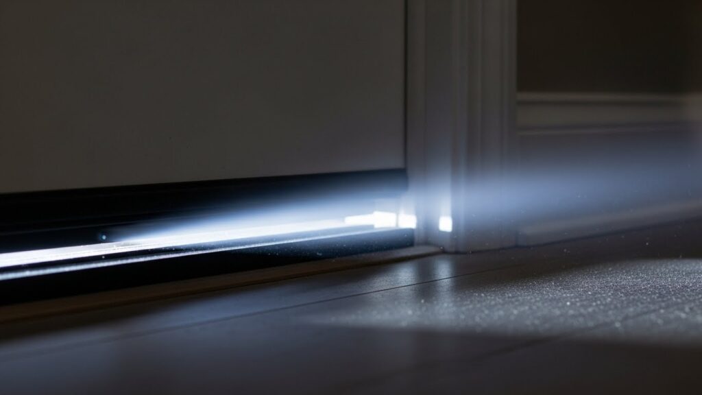 도어스윕 설치 후 문 아래 틈에서 들어오는 바람이 줄어든 모습 실사 이미지