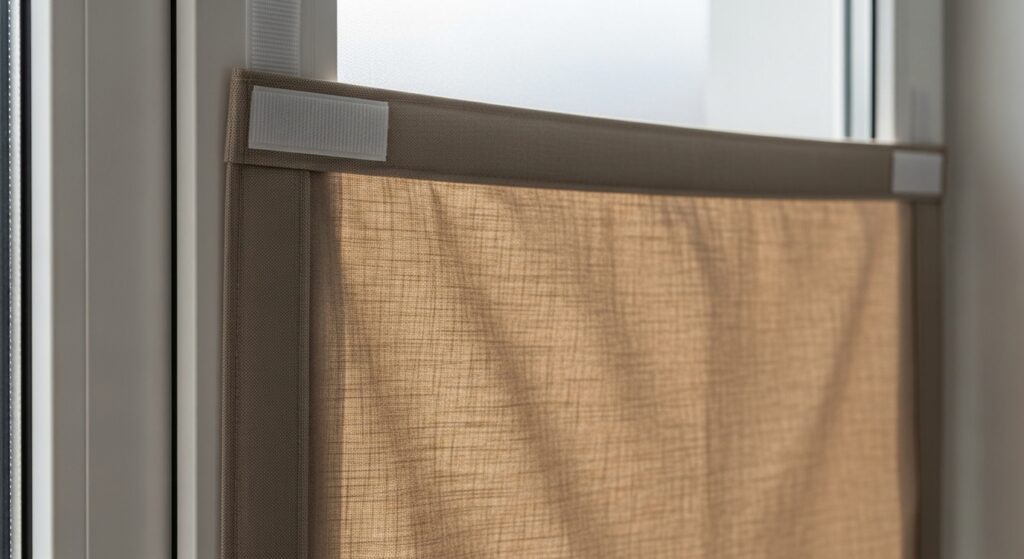 방풍 커튼을 창가에서 가까이 설치했을 때 냉기 흐름을 막아주는 실제 모습