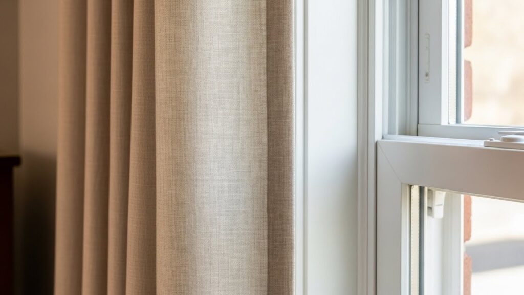 보강 후 레일 틈이 사라지고 커튼이 흔들리지 않는 실사 이미지