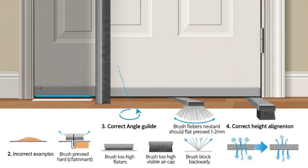 브러시 틈막이 부착 정확한 위치·각도 가이드