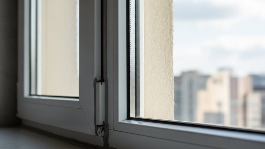 유격 보강 후 단단하게 고정된 창문 유리 실사 이미지