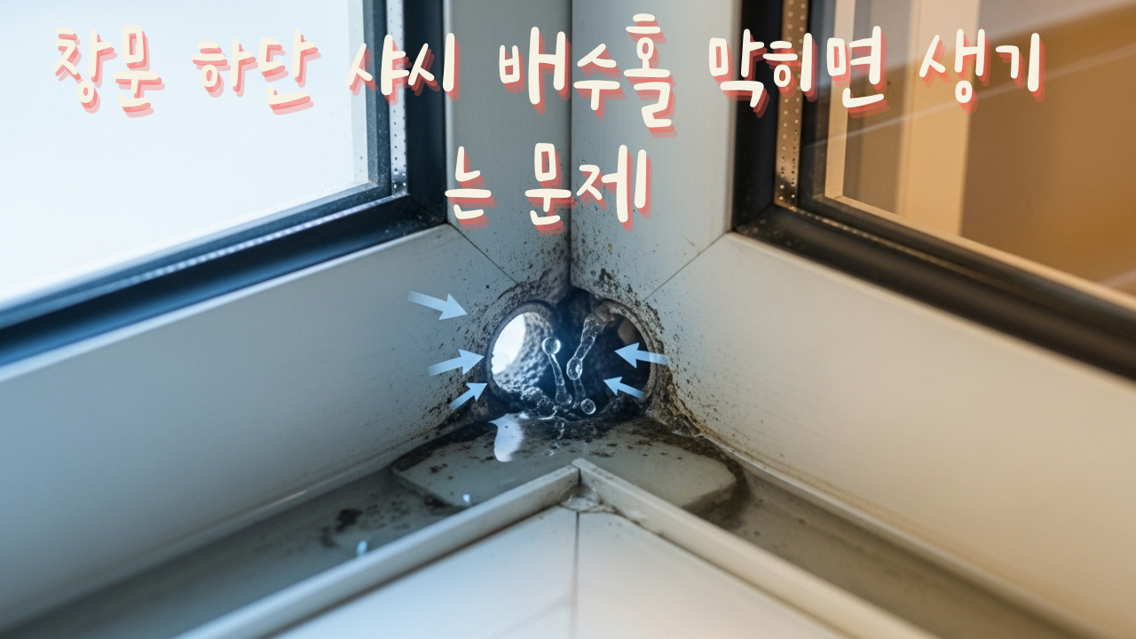 창문 하단 샤시 배수홀 막히면 생기는 문제