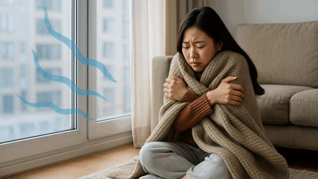 창하단 브러시형 틈막이 안한 겨울단열이 안되는 이미지