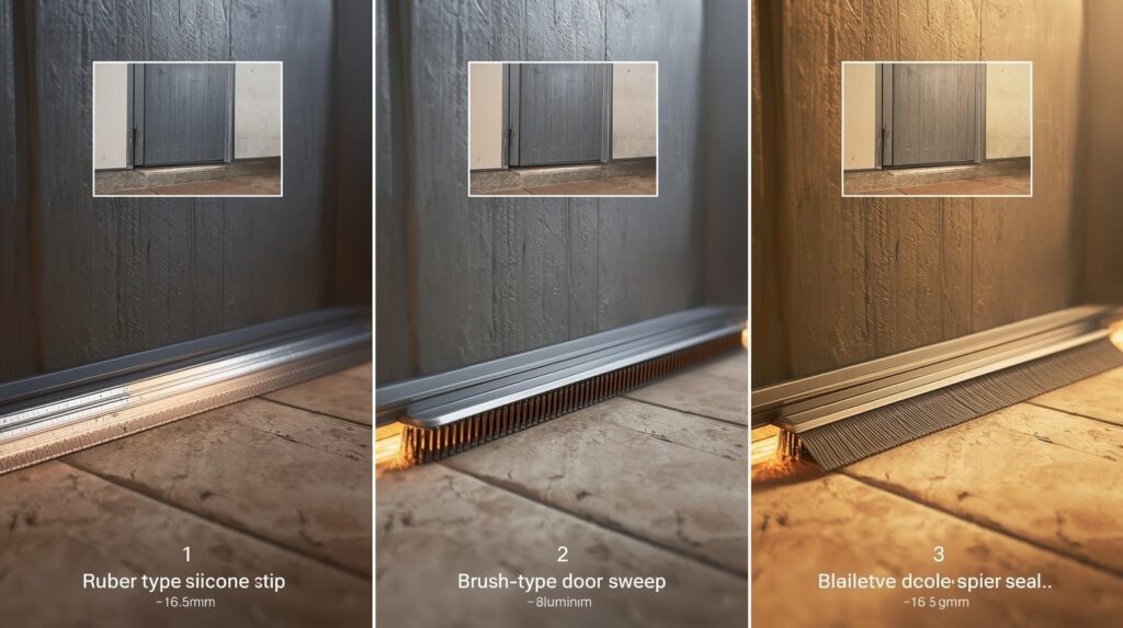 현관문 틈막이 고무형·브러시형·플랩형 종류별 실사화 이미지