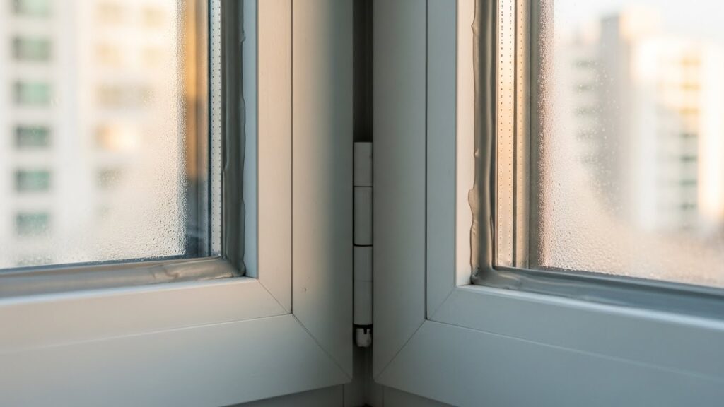 모서리 보강 후 따뜻해진 프레임과 유리의 모서리 부분 실사 이미지